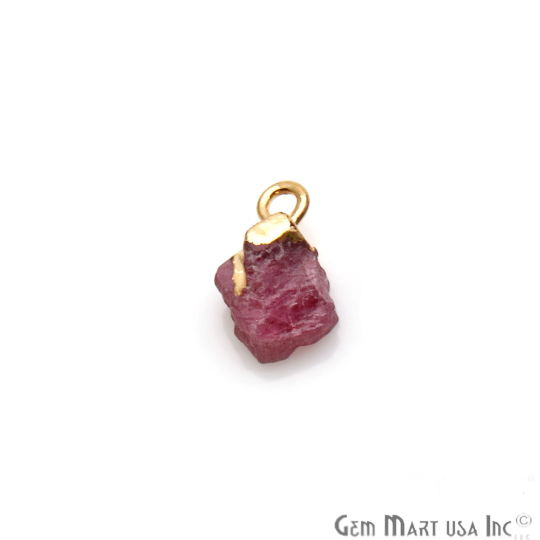 Pink Tourmaline Single Bail Gold Electroplated Gemstone Connector