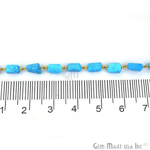 Turquoise 10-15mm Gold Plated Beads Rosary Chain (762743029807)