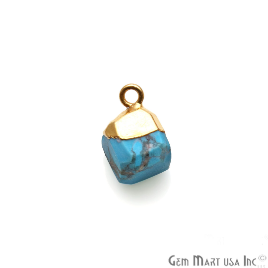 Rough Turquoise Gemstone Gold Electroplated Single Bail Connector Charm