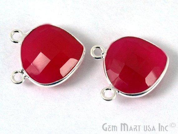 Clearance Sale Heart 14mm Silver Bezel Cat Bail Gemstone Connector