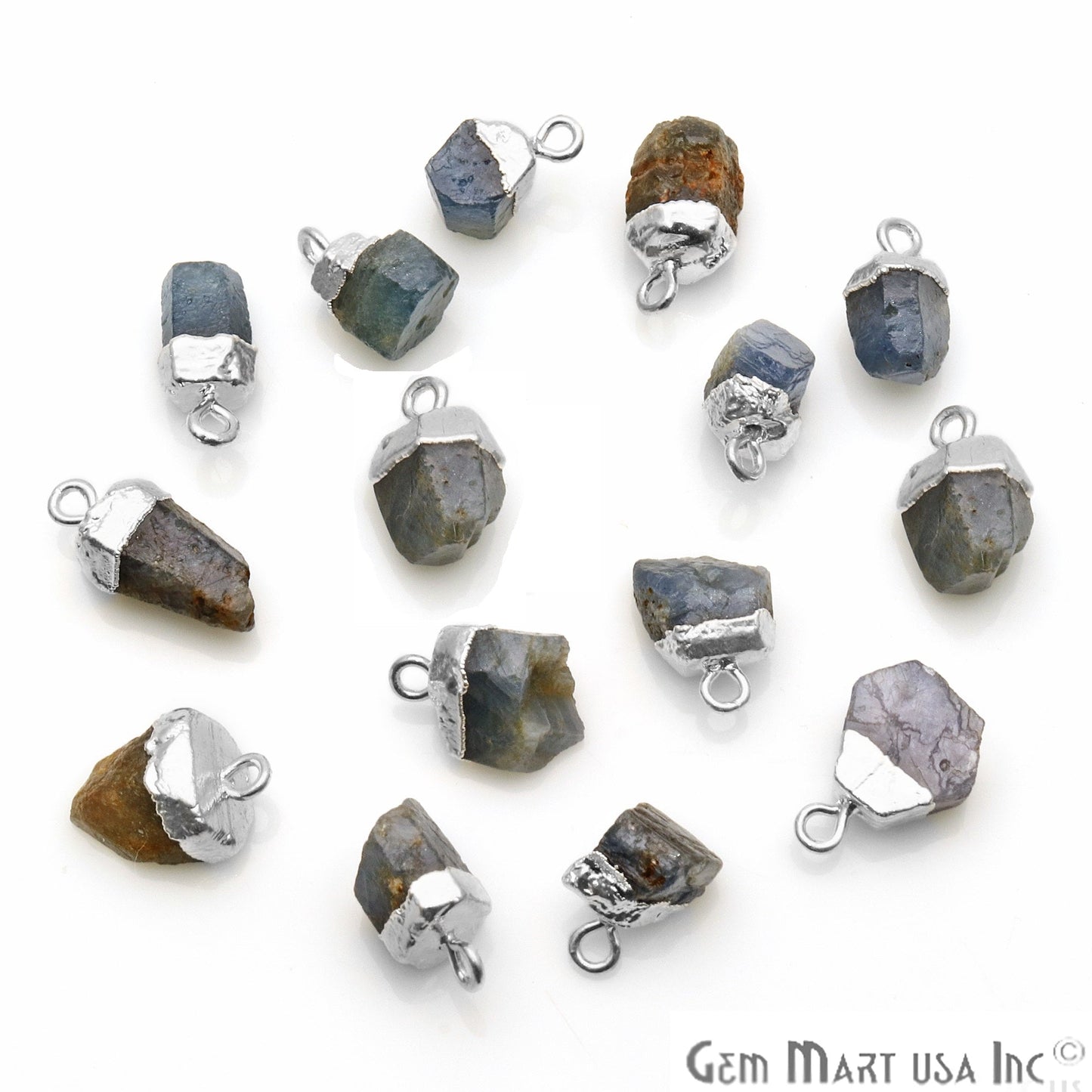 Rough Gemstone Silver Electroplated Single Bail Connector