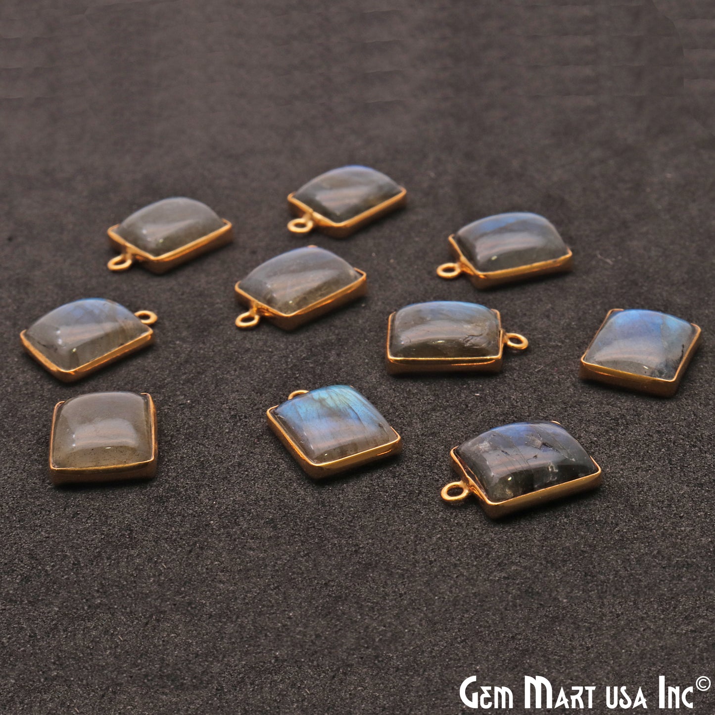 Labradorite 12x10mm Cabochon Octagon Gold Connector - GemMartUSA