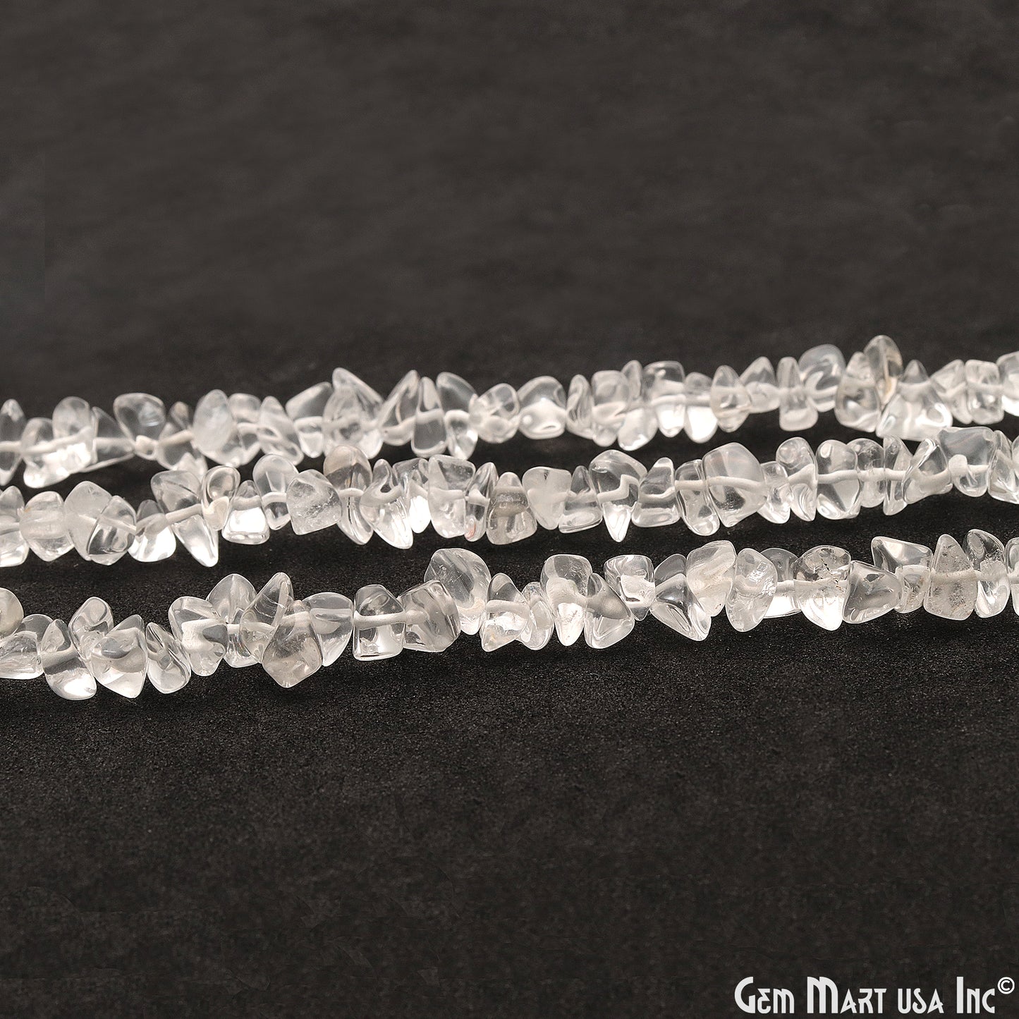 Crystal Chip Beads, 34 Inch, Natural Chip Strands, Drilled Strung Nugget Beads, 7-10mm, Polished, GemmartUSA (CHCY-70004)