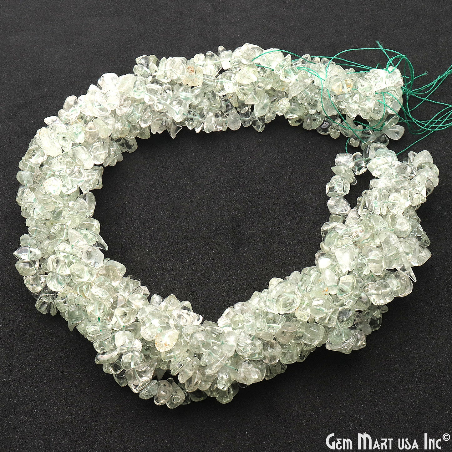 Green Amethyst Chip Beads, 34 Inch, Natural Chip Strands, Drilled Strung Nugget Beads, 7-10mm, Polished, GemmartUSA (CHGA-70004)