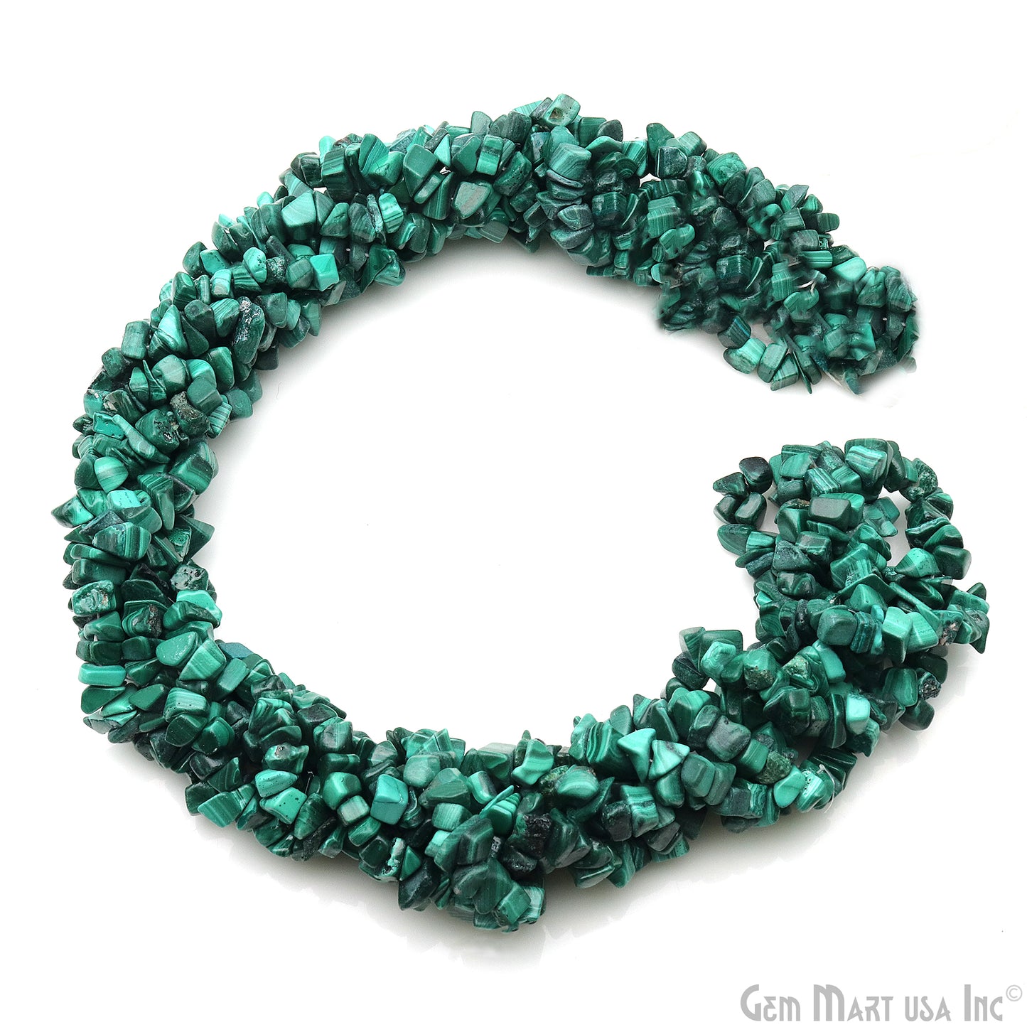 Malachite Chip Beads, 34 Inch, Natural Chip Strands, Drilled Strung Nugget Beads, 7-10mm, Polished, GemmartUSA (CHMC-70004)