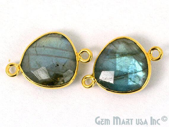 Heart 14mm Double Bail Gold Bezel Gemstone Connector