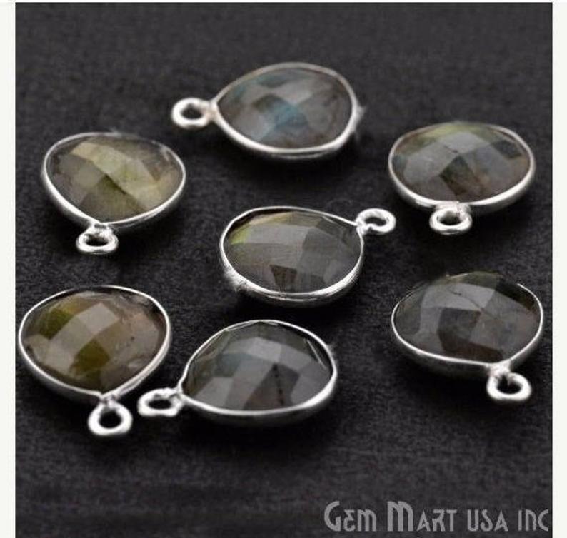 Heart 10mm Single Point Bail Silver Plated Gemstone Connector