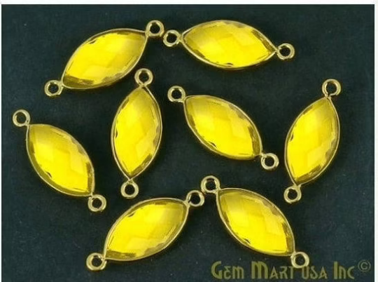 Marquise 8x16mm Double Bail Gold Bezel Gemstone Connector