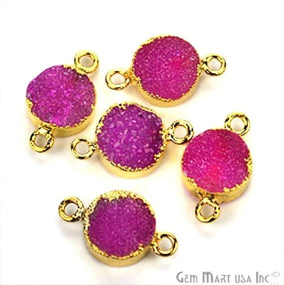 Gold Electroplated Druzy 10mm Round Shape Druzy Gemstone Connector (Pick Your Color, Bail) - GemMartUSA