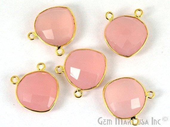 Heart 16mm Cat Bail Gold Bezel Gemstone Connector