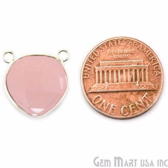 Heart 14mm Cat Bail Gemstone Silver Bezel Connector