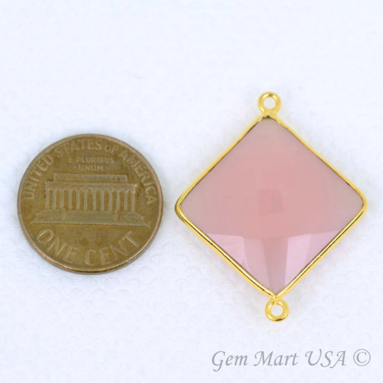 Square 16mm Double Bail Gold Bezel Gemstone Connector