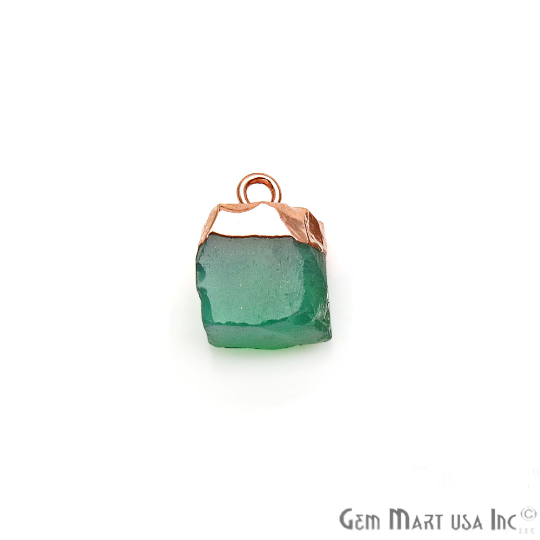 Rough Green Onyx Rose Gold Electroplated Single Bail Gemstone Connector