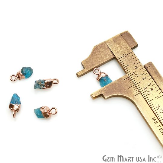 Neon Apatite Organic Single Bail Rose Gold Electroplated Gemstone Connector