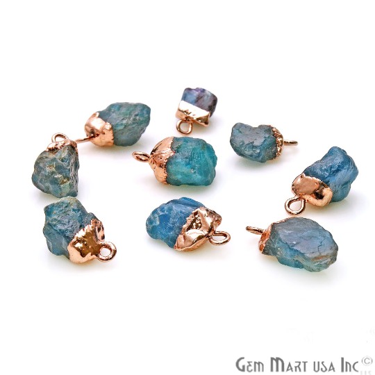 Neon Apatite Rough Rose Gold Electroplated Single Bail Pendant