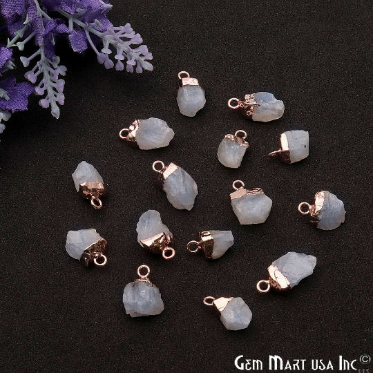 Rainbow Moonstone Single Bail Rose Gold Electroplated Gemstone Connector