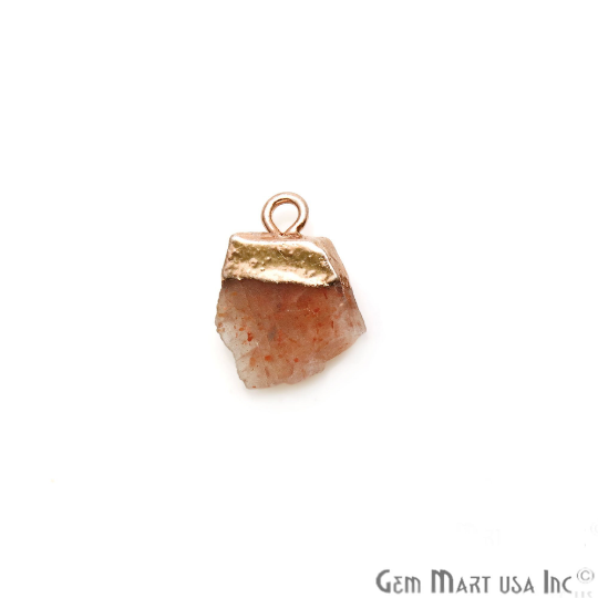 Rough Sunstone Rose Gold Electroplated Single Bail Connector