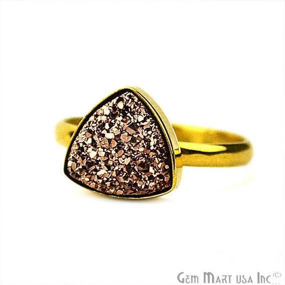 Gold Plated 10mm Trillion Shape Gemstone Druzy Statement Ring (12006-1) - GemMartUSA