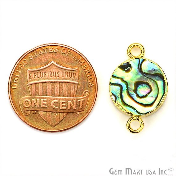 Gold Electroplated Round 12mm Double Bail Gemstone Link Connector (Choose Gemstone & Lot Size)) - GemMartUSA