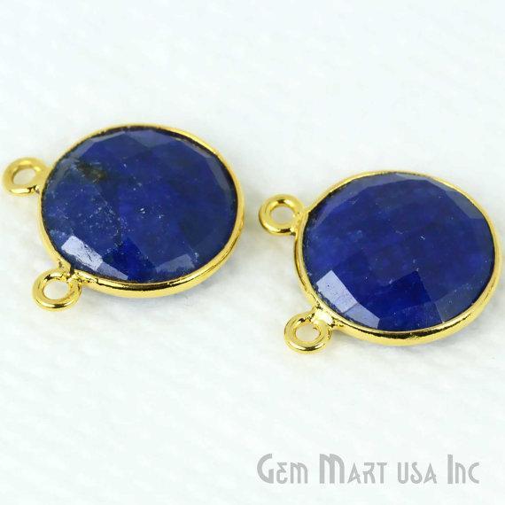 Round 14mm Cat Bail Gold Bezel Gemstone Connector