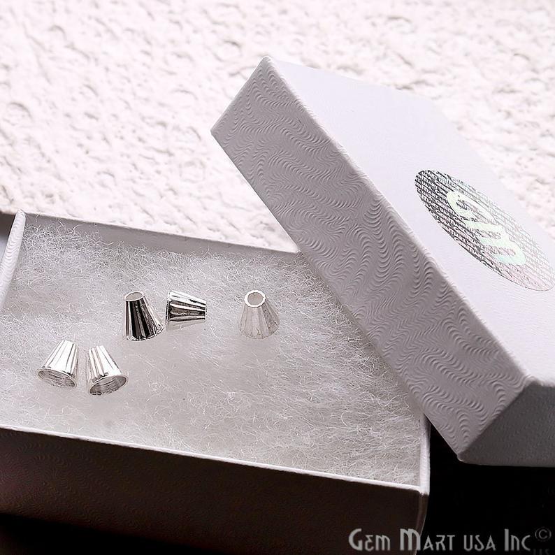 5pc Lot Silver Cone Acrylic Cap Findings Tassel Caps - GemMartUSA