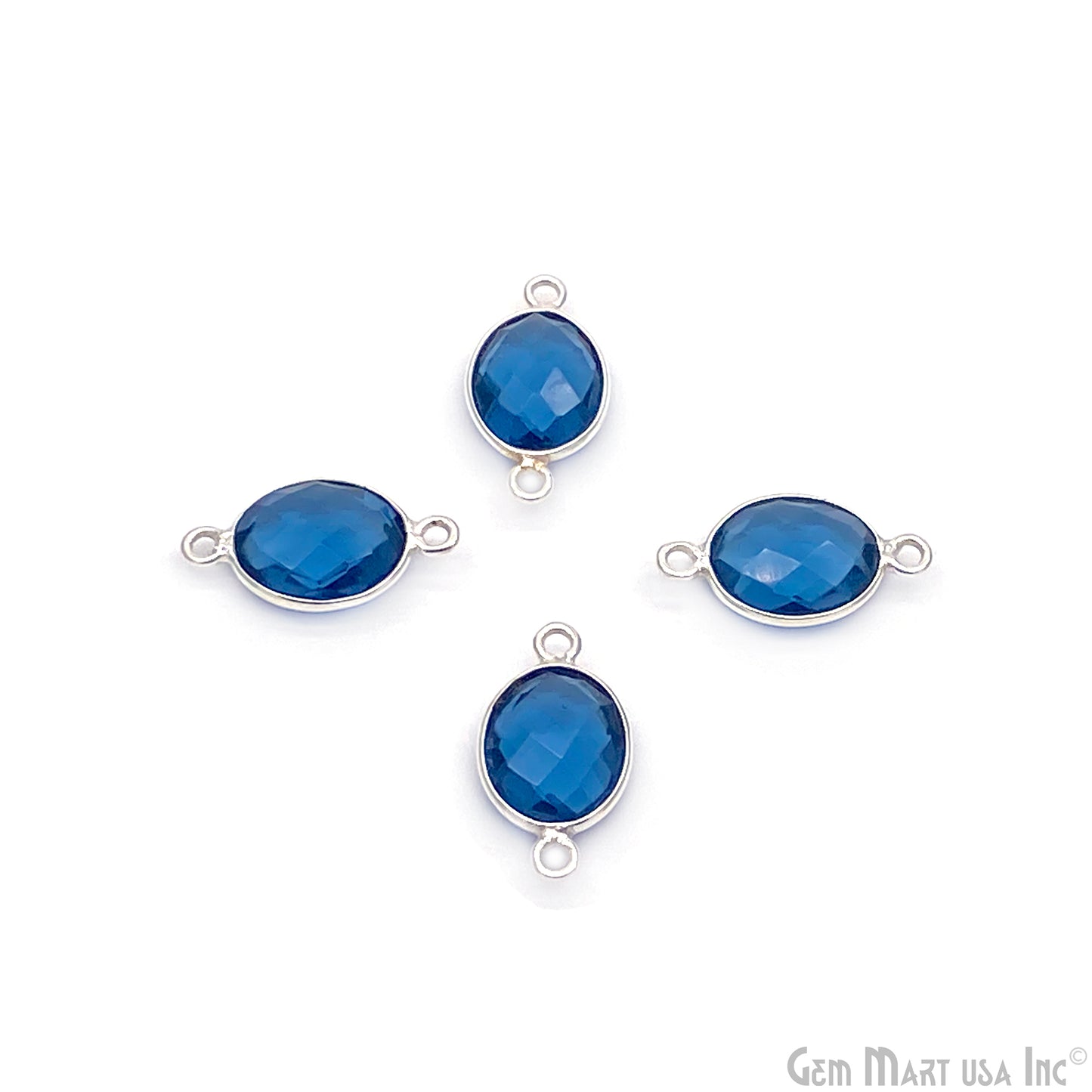 Oval 10x12mm Double Bail Silver Bezel Gemstone Connector