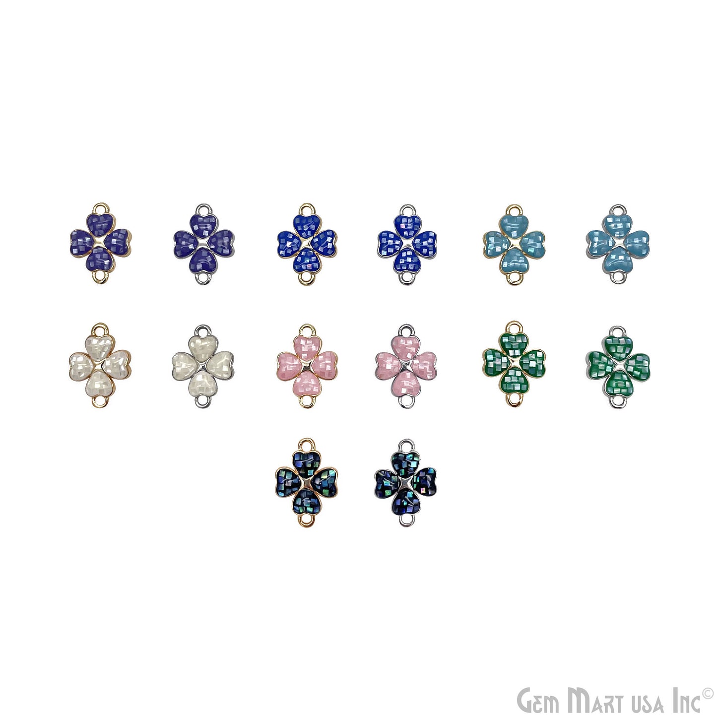Clover shape Charm Shell 16x12mm Double Bail Connector