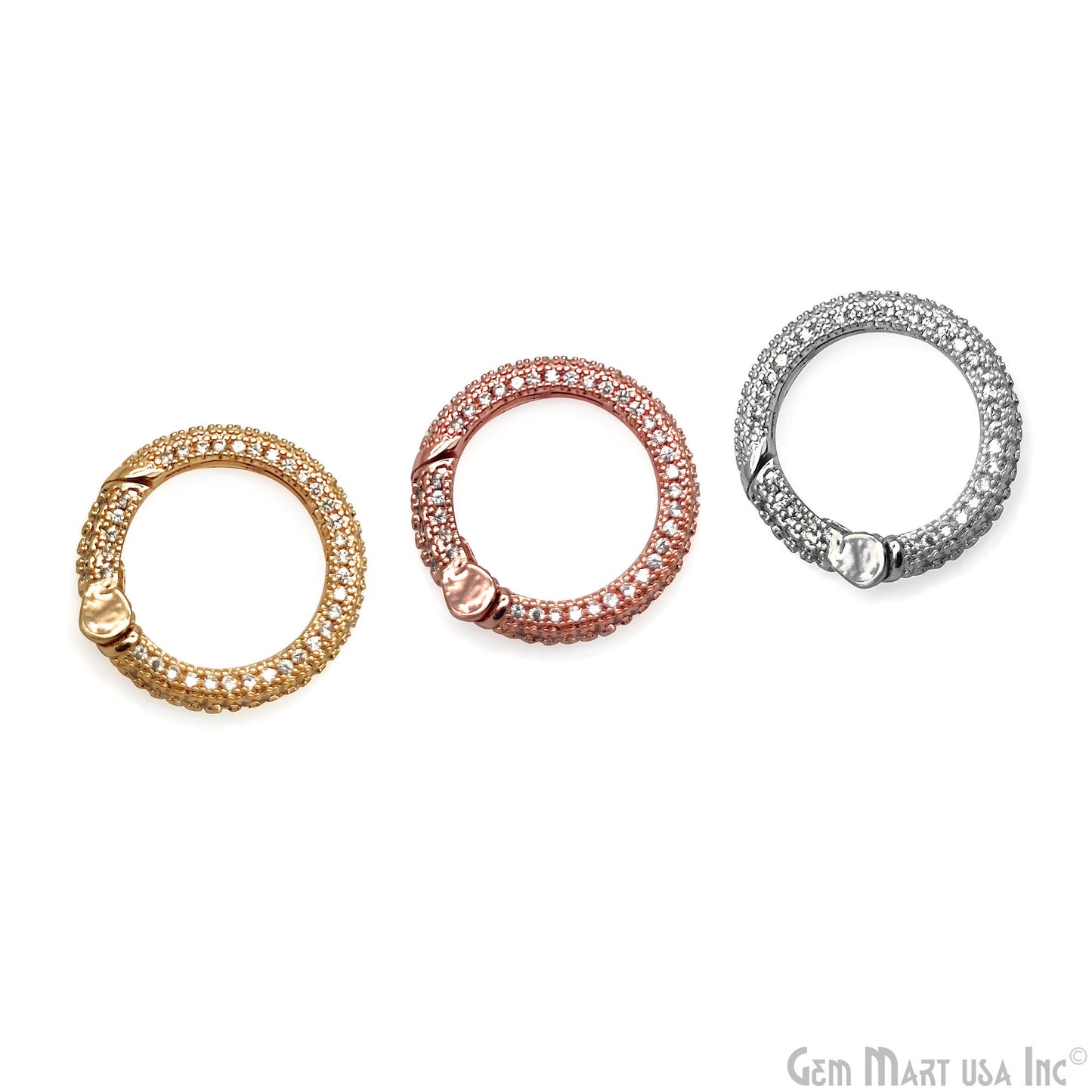 Dainty CZ Pave Round Spring Gate Ring 20mm Round Push Gate Ring-Jewelry Making Findings