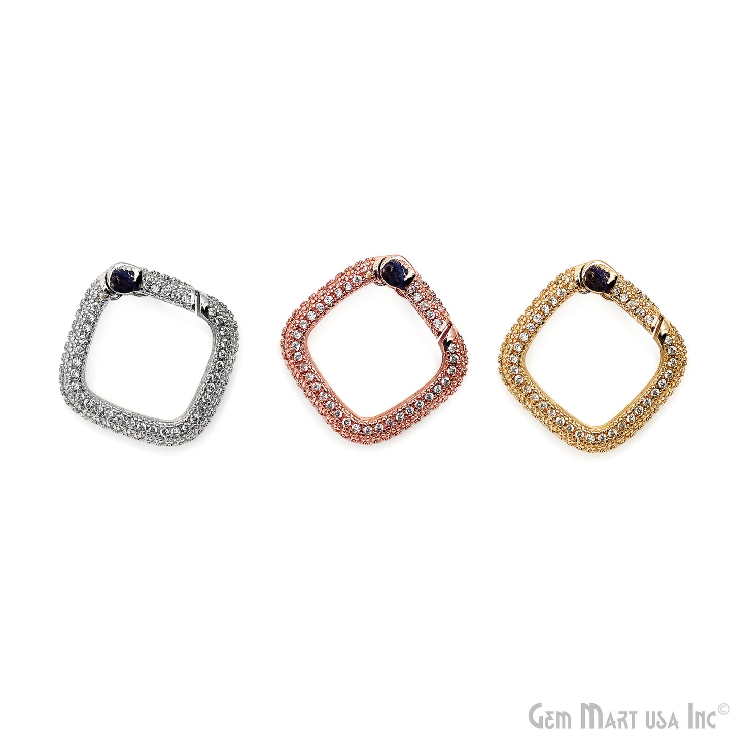 Dainty CZ Pave Square Spring Gate Ring 18mm Square Push Gate Ring-Jewelry Making Findings