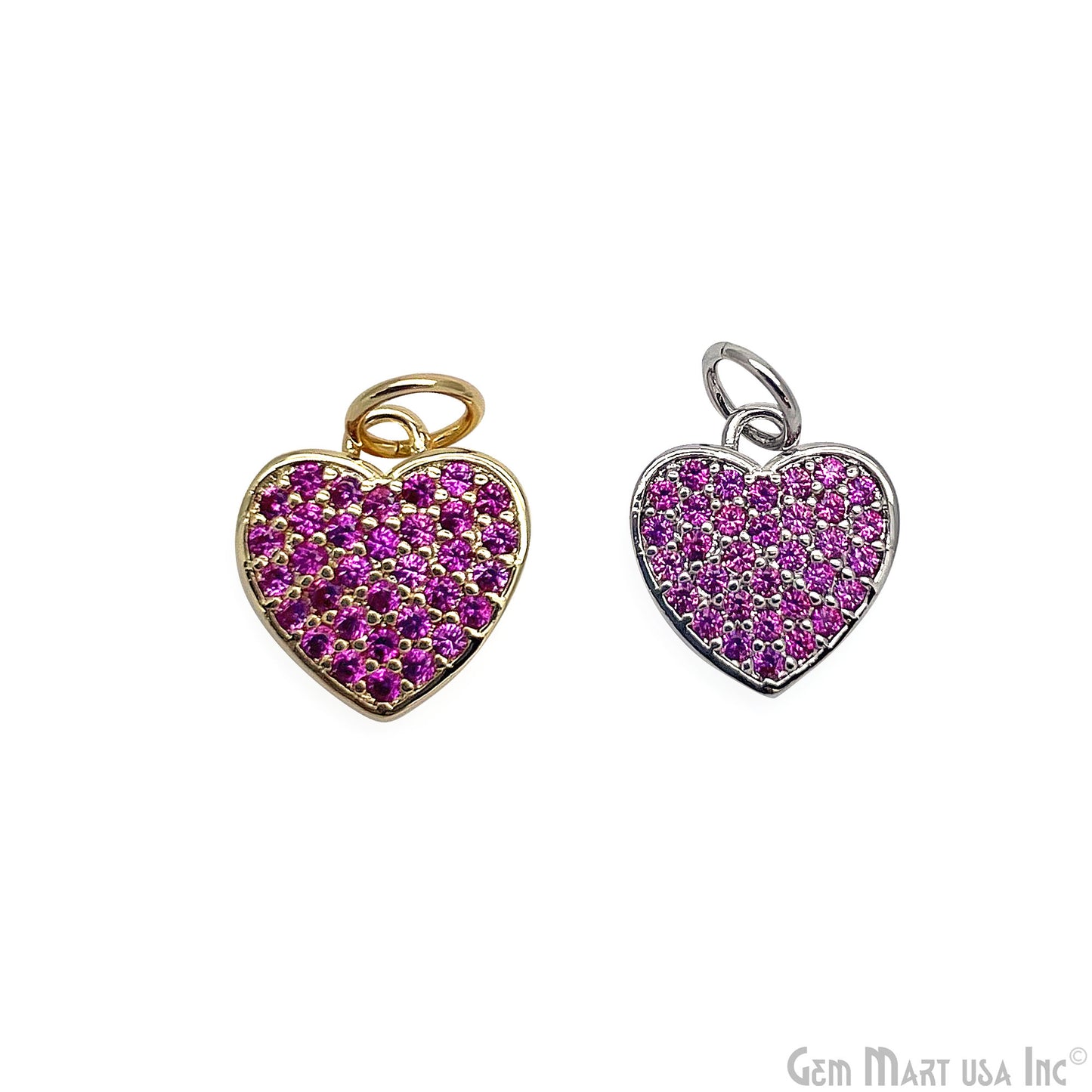 Pink Zircon Pave Hear Shape Single Bail Pendant