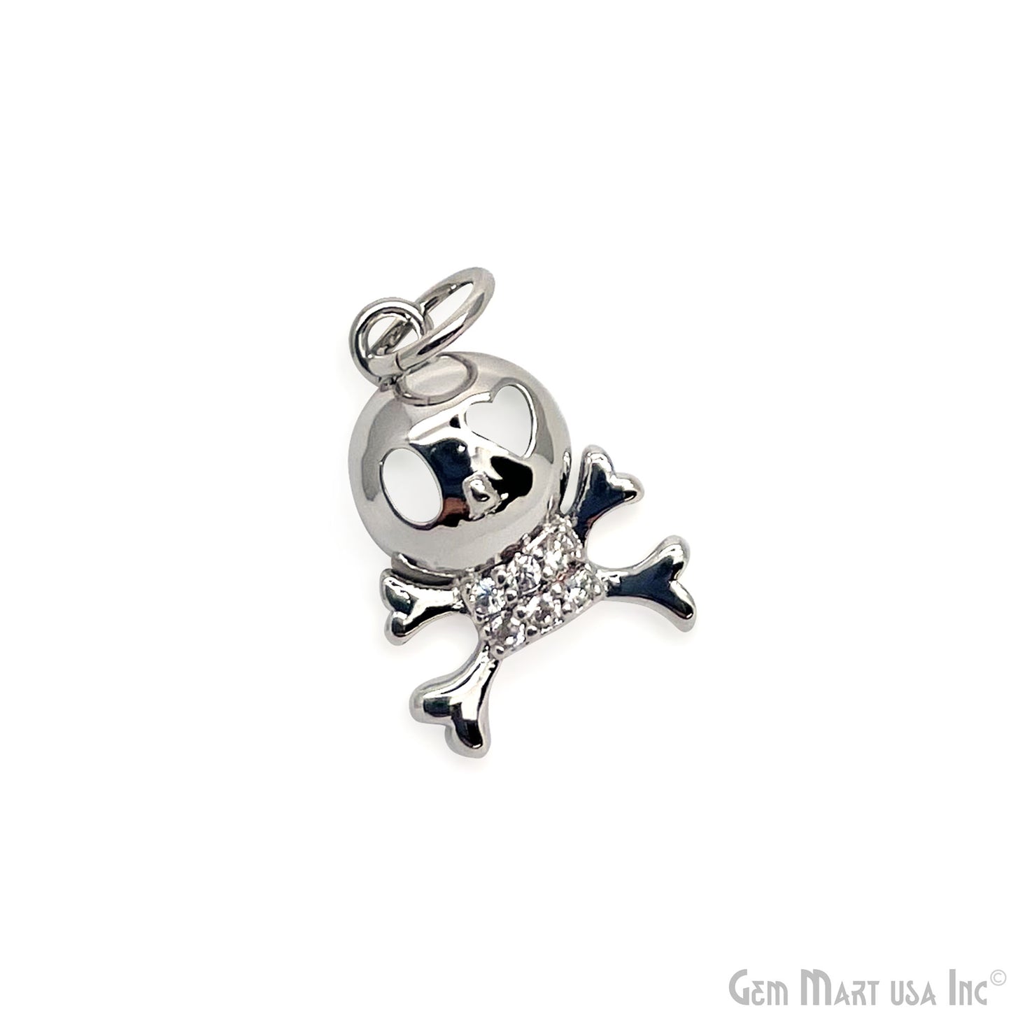 CZ Skull Crossbones 14x10mm Single Bail Pendant