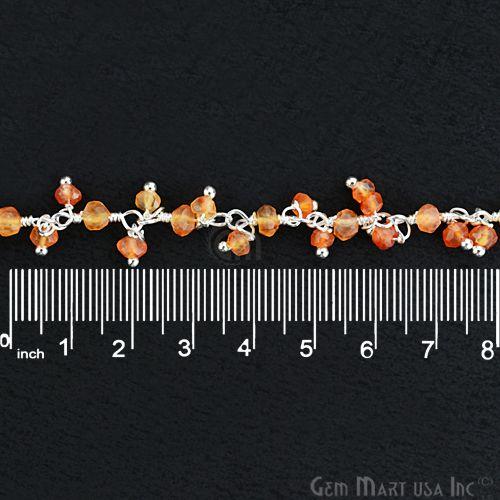 Carnelian Silver Plated Wire Wrapped Cluster Dangle Rosary Chain (764224765999)