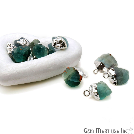 Fluorite Gemstone Silver Electroplated Single Bail Connector
