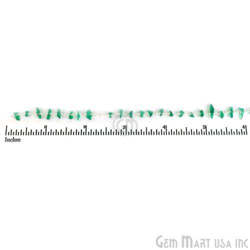 Green Onyx Nugget Chip Beads Silver Wire Wrapped Rosary Chain (763842789423)