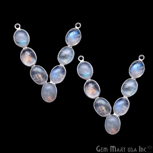 DIY Rainbow Moonstone 39x38mm Silver Plated Chandelier Finding Component - GemMartUSA
