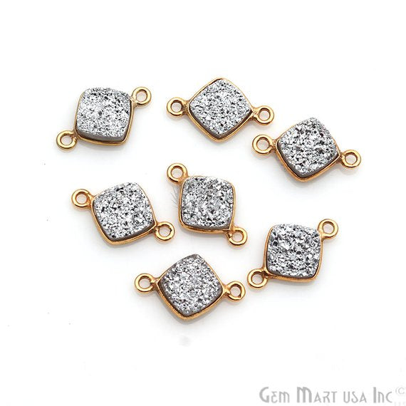 Titanium Druzy 8mm Cushion Bezel Gemstone Connector (Pick Bail,Plating) - GemMartUSA