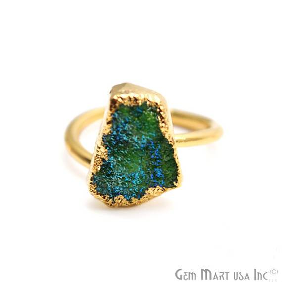 Gold Electroplated Titanium Druzy Adjustable Statement Band Ring (TDRG) - GemMartUSA