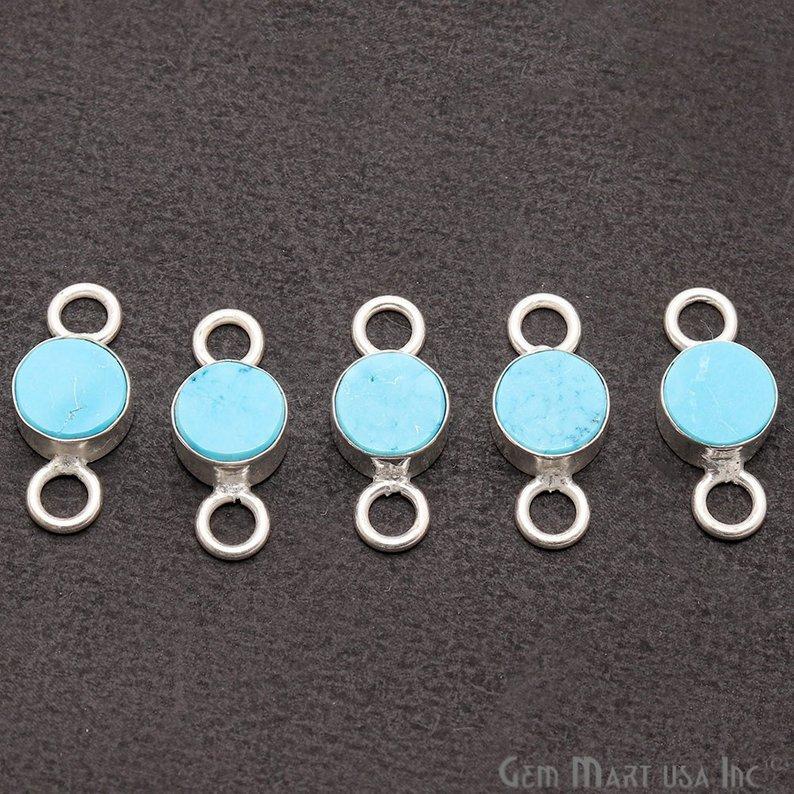 Round Shape 8mm Gemstone Double Big Bail Silver Connector (Pick Your Gemstone) - GemMartUSA