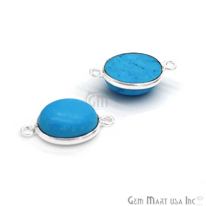 Oval Shape 10x12mm Silver Plated Double Bail Cabochon Connector