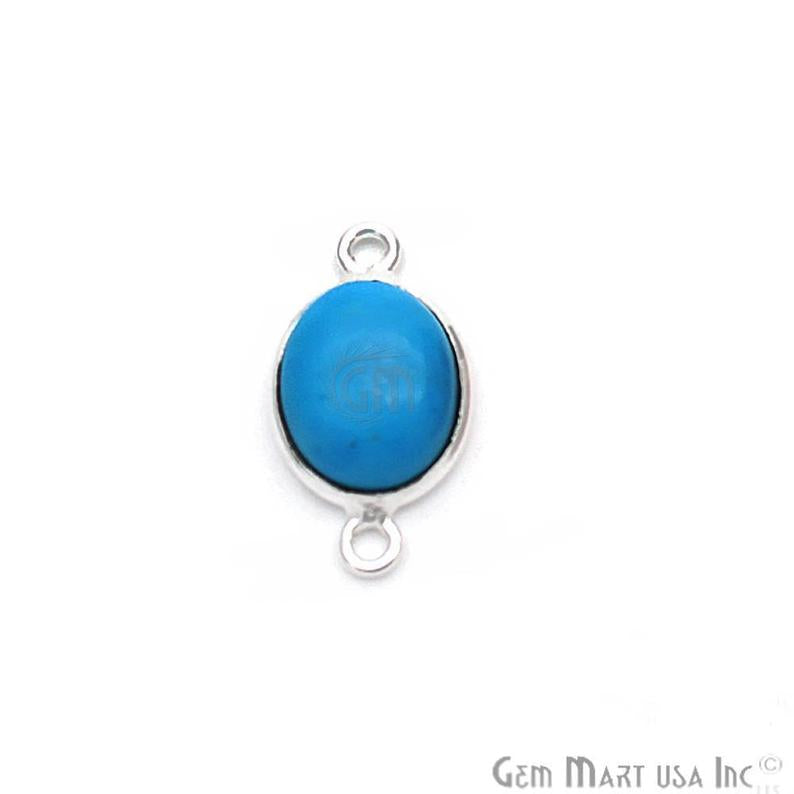 Cabochon Oval 8x10mm Silver Plated Gemstone Connector (Pick Gemstone,Bail) - GemMartUSA