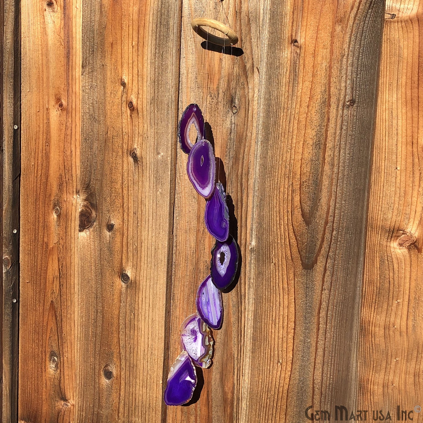 Purple Agate Slice Wind Chime, Natural Gemstone Wind Chime, Garden Décor, Home Décor, Melodic Tones