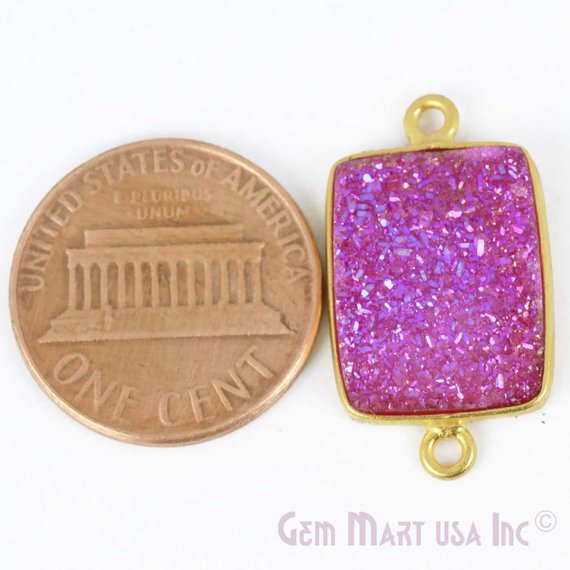 Titanium Druzy 12x16mm Bugget Gold Bail Bezel Gemstone Connector (Pick Your Color) - GemMartUSA