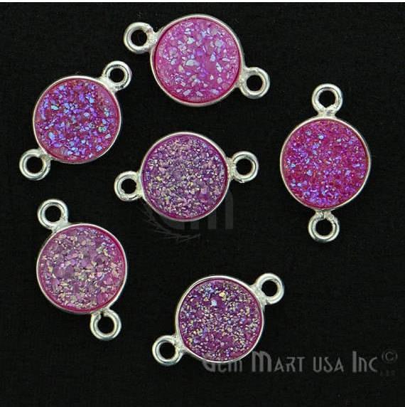 Titanium Druzy 8mm Round Bezel Connector (Pick Color, Bail, Plating) - GemMartUSA
