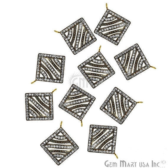Square Shape Charms Diamond CZ Pave Gold Plated Charm for Bracelet Pendants & Necklace (CHCZ-40157) - GemmartUSA (754685083695)