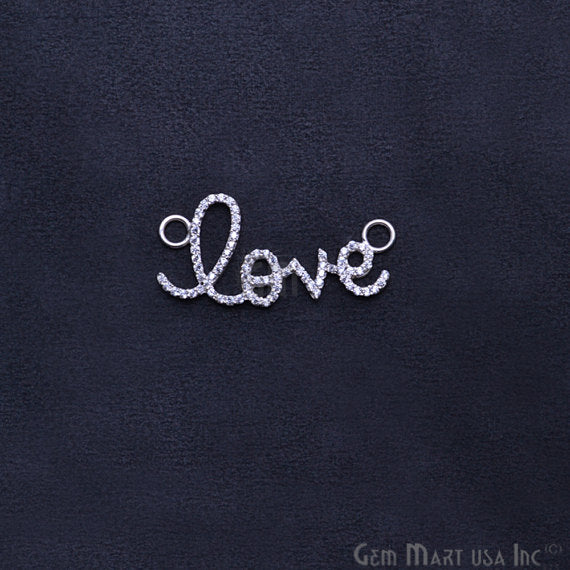 Love Charms Diamond CZ Pave Sterling Silver Charm for Bracelet & Pendants (CHCZ-40222) - GemmartUSA (754694586415)