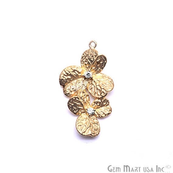 Orchid Charms Diamond CZ Pave Gold Plated Charm for Bracelet Pendants & Necklace (CHCZ-40225) - GemmartUSA (755001884719)