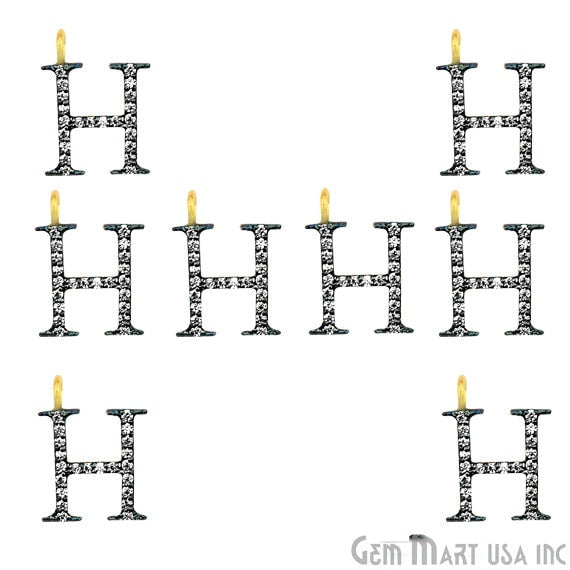 H Aplhabet Charms Diamond CZ Pave Gold Plated Charm for Bracelet & Pendants (CHWS-40006) - GemmartUSA (755004440623)