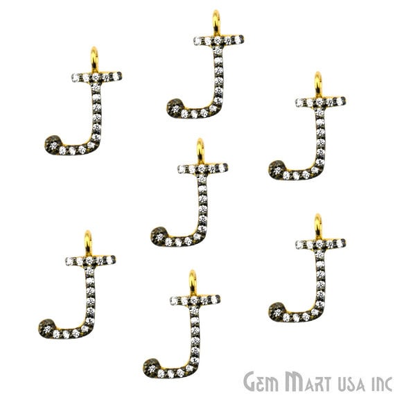 J Aplhabet Charms Diamond CZ Pave Gold Plated Charm for Bracelet & Pendants (CHWS-40007) - GemmartUSA (755004899375)