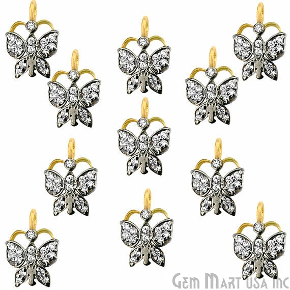 Butterfly Charms Diamond CZ Pave Gold Plated Charm for Bracelet Pendants & Necklace (CHWS-40015) - GemmartUSA (755005554735)