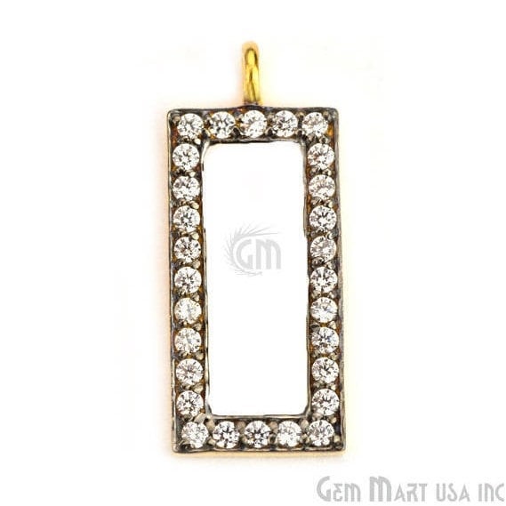 Rectangle Charms Diamond CZ Pave Gold Plated Charm for Bracelet Pendants & Necklace (CHWS-40053) - GemmartUSA (755012468783)